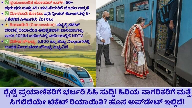 ರೈಲ್ವೆ ಪ್ರಯಾಣಿಕರಿಗೆ ಭರ್ಜರಿ ಸಿಹಿ ಸುದ್ದಿ